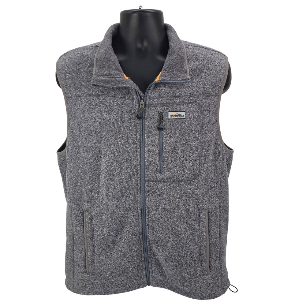 Orvis R65 Sweater Fleece Vest Men's Large Full‎ Zip Gray Casual Outdoor 3BA1
